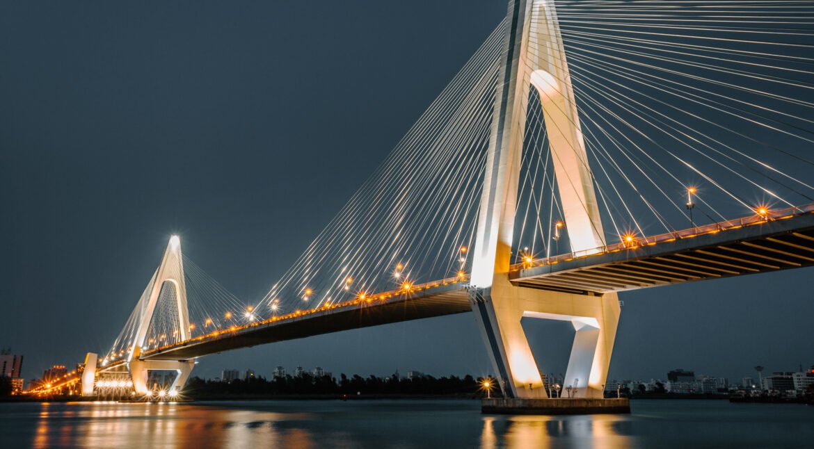 Bridge at evening, in Hong Kong